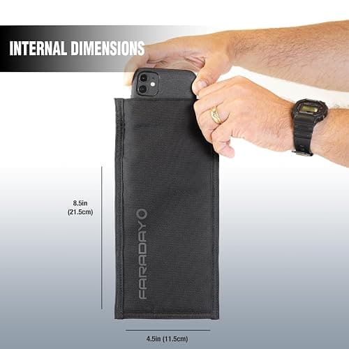 Faraday Defense Faraday Bag Jacket Pro for Phones | Magnetic Closure, Shielding - Law Enforcement & Military, Travel & Data Security, Privacy, Anti-Tracking Anti-Hacking Black (Phone Vertical) thumbnail 2