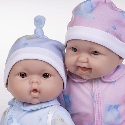 Twins 13" Realistic Soft Body Baby Dolls | JC Toys - Berenguer Boutique | Twins Gift Set with Removable Outfits and Accessories | Pink and Blue | Caucasian | Ages 2+ thumbnail 3