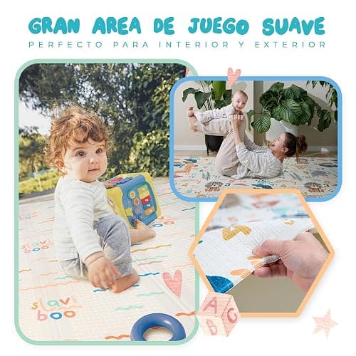 SLAVIBOO Alfombra Bebe Acolchada Plegable, 180x200x1 Reversible, Alfombra de Juegos Bebe, Alfombra Infantil, tapete Actividades Bebe, colchoneta Bebe Suelo, Suelo Bebes Acolchado,Alfombra Juegos Bebe thumbnail 4