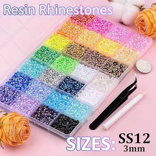 30000Pcs Resin Rhinestones with Tweezers for Crafting, Mixed-Color 3mm Bedazzling Crystal with 3Pcs 10ml B7000 Jewelry Glue for DIY Crafts Clothing Tumblers Shoes Fabric Nail Art thumbnail 3