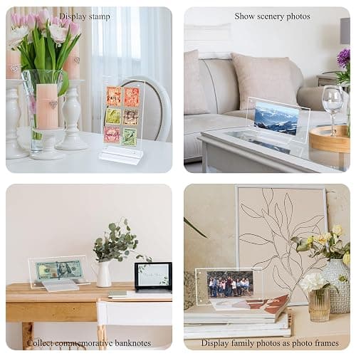 2Pcs Dollar Bill Frame Display Acrylic Dollar Bill Holder for Collectors Currency Frame Display Case Double-Sided Transparent Ticket Banknotes Stamp Photo Protector(Transparent-2) thumbnail 8