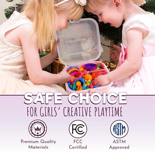 Orian Jewelry Making Kit for Girls, 520+ Pop Beads, Bracelet & Necklace | Kids bracelet making kit for girls and necklace making kit with colorful snap beads, rings, unicorn storage bag and craft set thumbnail 5
