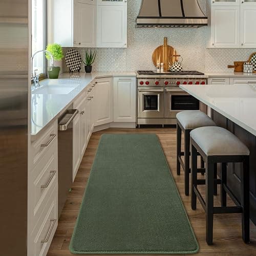 Amearea Modern Soft Hallway Runner Rug, 2x6 Fluffy Bedroom Bedside Rugs, Washable Long Runner Rugs for Hallway, Non Slip Memory Foam Rug Carpet for Entrance Kitchen Living Room Decor, Sage Green thumbnail 6