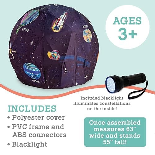 MindWare Oh So Fun! Deluxe Glow-in-The-Dark Space Fort – Glow Fort for Kids & Teens Ages 3 & Up thumbnail 2