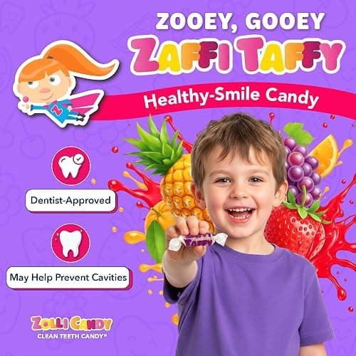 Zaffi Taffy Sugar Free Candy - Dye Free, Keto & Diabetic-Friendly, Dentist-Approved Treats for Kids (Natural Fruit Flavor, 3 oz) thumbnail 3