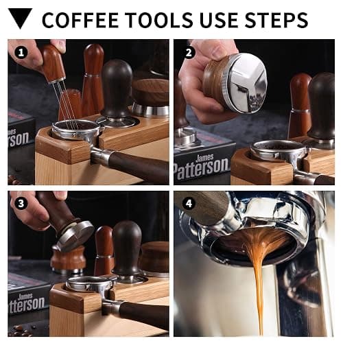 GURUDAR 51mm Coffee Distributor, Espresso Distribution Tool, Adjustable Depth Espresso Tamper Leveler with Walnut Wood Handle Fits for 51mm Delonghi Barista Portafilter thumbnail 7