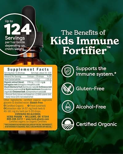 Herb Pharm Kids Certified-Organic Alcohol-Free Immune Fortifier Liquid Herbal Formula, 1 Ounce thumbnail 2