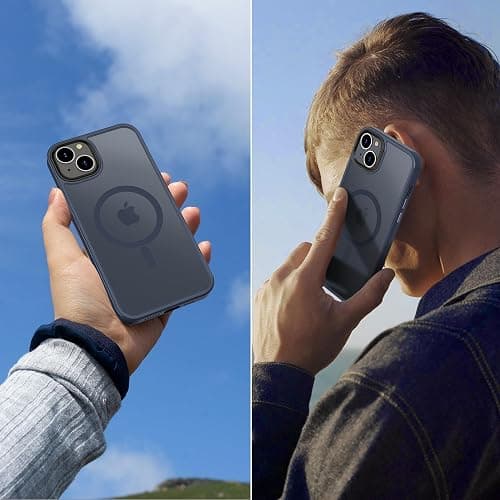 CACOE Magnetic Case for iPhone 13 & iPhone 14 6.1 inch-Compatible with MagSafe & Magnetic Car Phone Mount,TPU Thin Phone Cases Cover Protective Shockproof Anti-Fingerprint(Dark Blue) thumbnail 9