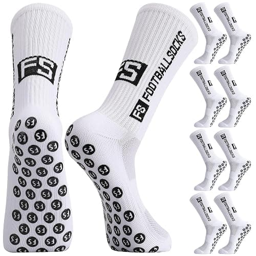 Apricitie 4 Paare Fußball Socken, 39-46 35-38 Fußballsocken Anti Rutsch Grip Sportsocken Rutschfeste Fussball Socken für Herren Damen Kinder thumbnail 8