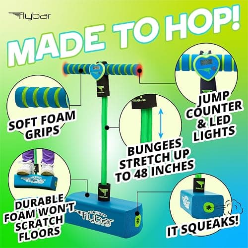 Flybar My First Foam Pogo Jumper for Kids Fun and Safe Pogo Stick for Toddlers, Durable Foam and Bungee Jumper for Ages 3 and up, Supports up to 250lbs thumbnail 2