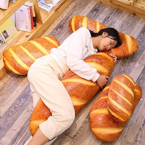 Levenkeness 3D Simulation Bread Shape Plush Pillow,Soft Butter Toast Bread Food Cushion Stuffed Toy for Home Decor 23.6" thumbnail 8