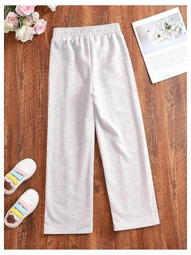  Girl's Jogger Swearpants High Elastic Waist Pants Casual Baggy Wide Leg Sweatpants with Pocket thumbnail 2
