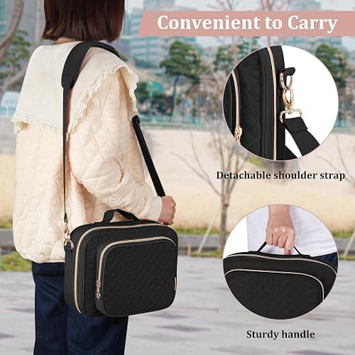 Teamoy Journal Supplies Storage Case, Journal Supplies Holder with Detachable Pen Slots, Travel Organizer Holder for B5 Notebooks, Planner, Pens, Journal Supplies and Accessories, Black Quilted thumbnail 8