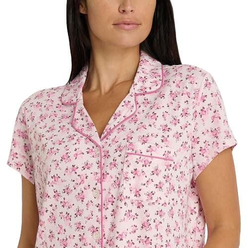 Laura Ashley Women's Pajamas 2 Piece Cotton Blend Notch Collar Button Down PJ Set thumbnail 5