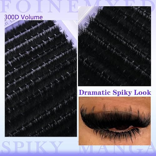 Spiky Lash Clusters Kit 300D Manga Volume Lash Clusters with Spikes 10-22MM Eyelash Clusters D-Curly DIY Lash Extension Kit Dramatic Spiky Look Eyelash Extension Kit by FOINEMYED thumbnail 7