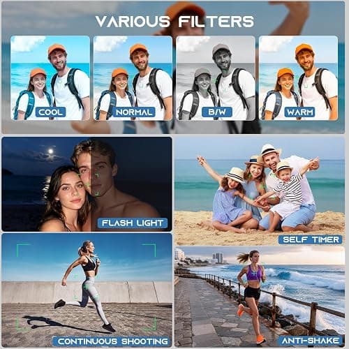 Digital Camera 2026 Upgrade for Photography, Video & YouTube | 56MP Autofocus Vlogging Camera with 3-Inch 180° Flip Screen, 16X Zoom, Built-in Flash, Compact Travel Camera with 32GB SD Card for Kids thumbnail 3