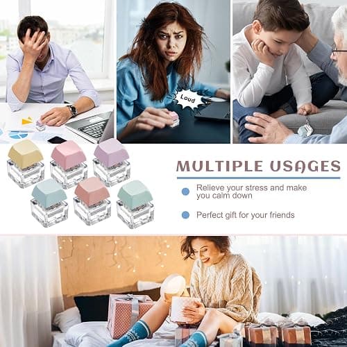 Taiyin 6 Pcs Keyboard Fidget Toy Fidget Clicker Keyboard Keychain Decompression Toys Button Stress Relief Gifts for Adult to Relief Stress Pass The Time(Macaron Colors) thumbnail 6