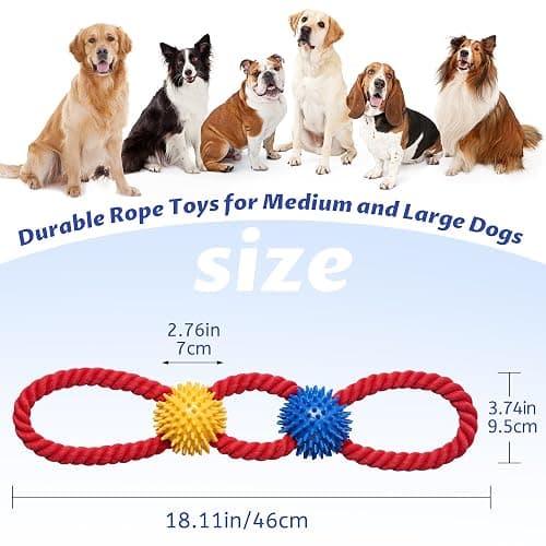 Aitmexcn Dog Rope Toy, Tough Tug of War Toy for Medium and Large Dogs | Natural Cotton, Teeth Cleaning Chew Toy, Interactive Play for Boredom Relief, Durable Pull Rope Toy for Dogs thumbnail 2