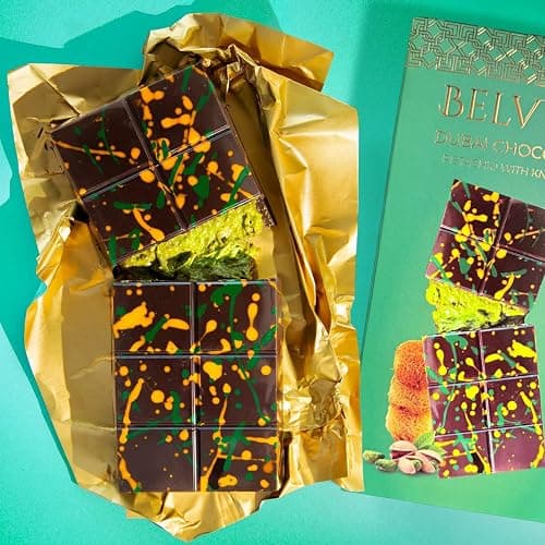 Belvyn Dubai Chocolate Bar Pistachio Deluxe 7 oz Bar, Rich Milk Chocolate, Luxurious Pistachio Filling with Crisp Kataifi Threads, Iconic Dubai Knafeh Treat thumbnail 3