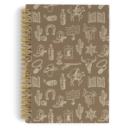 YLZlhb Western Spiral Notebook Journal, Western Cowboy Neutral Notebooks for Note Taking, Cowboy Gifts for Men, Neutral Hardcover Spiral Journal 5.5x8.3 Inches - Image 1