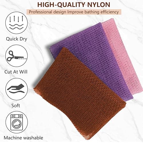 : GaoBangM African Net Sponge Set (4PCS) Exfoliating Shower Puff for Adults, Durable Bath Sponges for Men and Women, Soft Body Scrubber with Deep Cleansing Ideal Bath Accessories Gift Set thumbnail 5