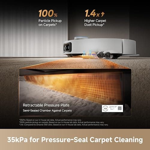 DREAME X60 Max Ultra Complete Robot Vacuum and Mop, Ultra-Thin Design, 35,000Pa Suction, Self Emptying&Refilling, Mop Self-Cleaning, 280+ Obstacle Avoidance, White thumbnail 5
