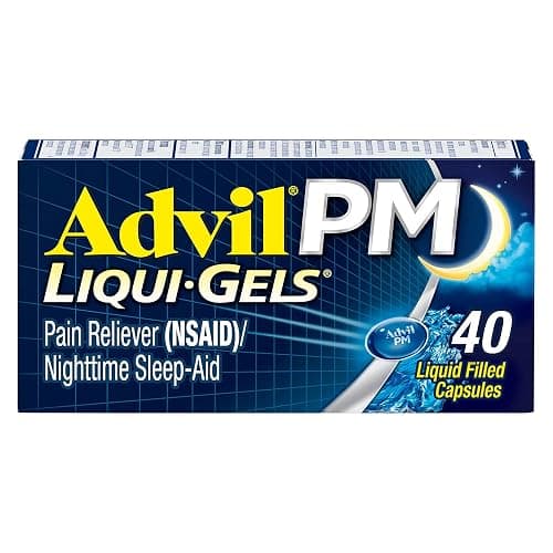 Advil PM Liqui-Gels Pain Reliever and Nighttime Sleep Aid, Pain Medicine with Ibuprofen for Pain Relief and Diphenhydramine HCL for a Sleep Aid - 40 Liquid Filled Capsules - Back to College - Liqui Gels - Image 1