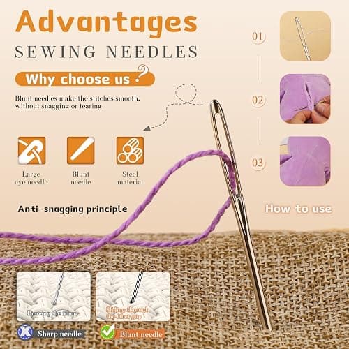 TLKKUE 12 Pcs/3 Sizes Large-Eye Blunt Needles, Steel Yarn Needle with Needle Threader, Tapestry Needle for Sewing Crochet Knitting Embroidery (Silver 2.08in/2.36in/2.76in) thumbnail 3