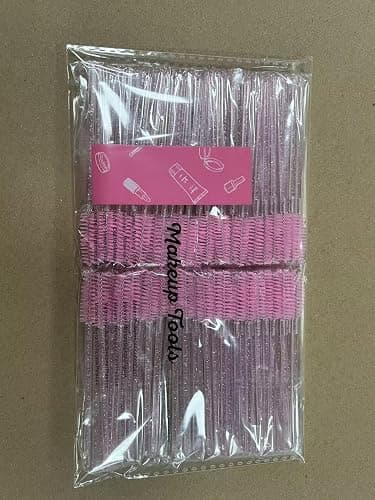 G2PLUS 100 PCS Disposable Eyelash Brushes Spoolies: Pink Crystal Mascara Wands Applicator for Eyelash Extensions thumbnail 7