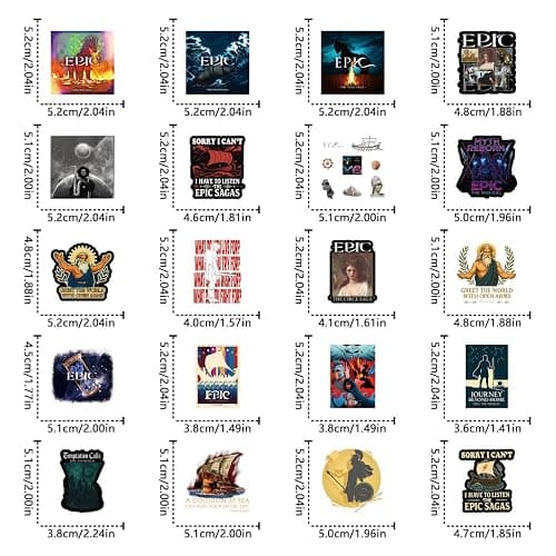 63pcs Epic The Musical Pack, Aesthetic Vinyl Waterproof Sticker Decals for Water Bottle,Laptop,Phone,Skateboard,Scrapbooking,Bumper for Kids Teens Adults for Party Supply Decor Favor… thumbnail 5