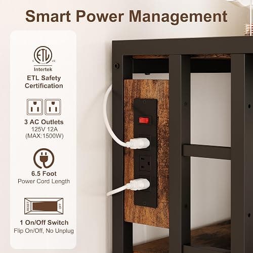 Mini Fridge Stand Coffee Bar Cabinet Station With Small Refrigerator Insert Storage Space, Shelf Organizer For Dorm Microwave To Sit On, Baker Rack With Power Outlet, Big Table To Go Over Hide Fridge thumbnail 6