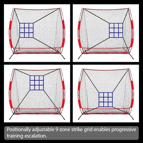ZONLOLO 6x6ft Portable Baseball & Softball Net for Hitting，Pitching, Batting and Throwing, with Sturdy Bow Frame,Batting Tee, Ball Caddy and Strike Zone, Middel Size, Great for Kids! thumbnail 6