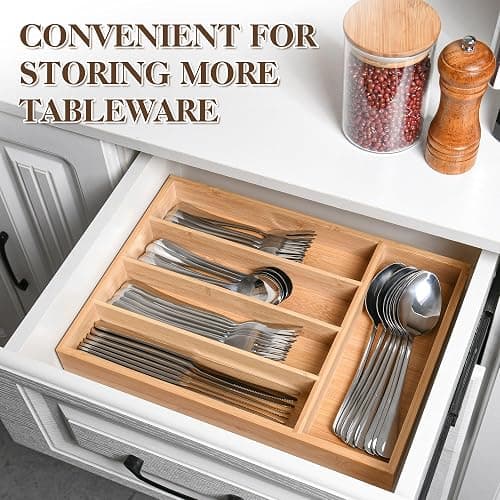 40 Piece Silverware Set with Drawer Organizer for 8, Heavy Duty Stainless Steel Flatware Cutlery Set, Fork Spoon Knife Set with Kitchen Essentials Organizer, Rust-proof, Dishwasher Safe thumbnail 6