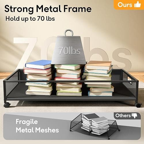 Under Bed Storage Containers with Wheels 2 Pack Underbed Shoe Storage Bedroom Storage Bins Organizer Large Capacity Under Bed Storage with Lid for Clothes Shoes Toys Blankets (Black) thumbnail 2