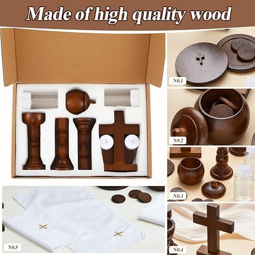 Sliner Catholic Gifts for Kids Mass Kit Wooden Mass Play Set My First Communion Gift Catholic Toys Set Baby Holy Baptism Gifts for Christmas Priest Churches Birthday Easter Party Decor(Natural Color) thumbnail 4