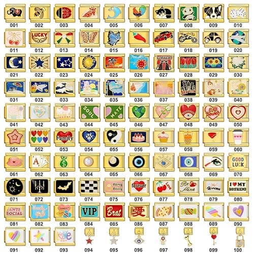Double Fair Custom Italian Charm Bracelet Links - Pick 10 of 80 Styles - 316L Stainless Steel, 9x10mm - Zodiac, Animals, Emojis, Flags, Birthstones - Waterproof, Hypoallergenic thumbnail 2