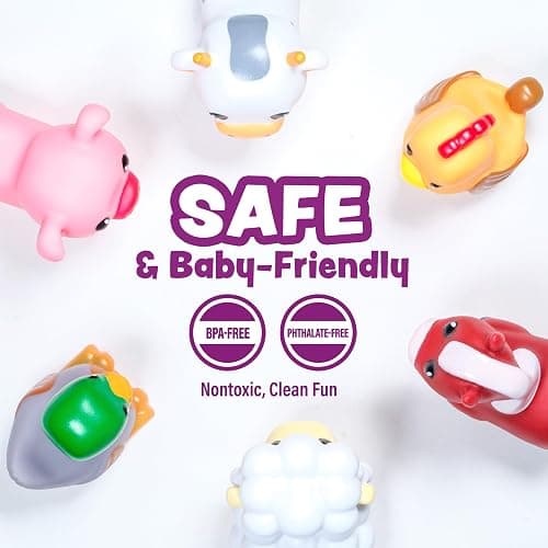 Tub Works® Barnyard™ Mold Free Bath Toys, 6 Pack | Sealed, No Hole Bath Toys Design Keeps Moisture Out | Soft, Squeezable & Float on Water | Farm Animals Baby & Toddler Bathtub Toys | Baby Pool Toys thumbnail 6