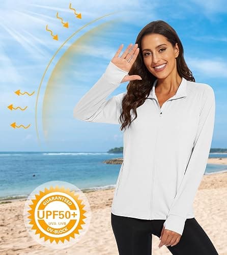 MAGCOMSEN Women's UPF 50+ Lightweight Athletic Jacket Sun Protection Full Zip Long Sleeve Shirts Hiking Outdoor Pockets thumbnail 3