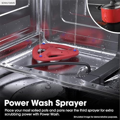 Sharp SDW6736MS 24-inch Stainless Steel Dishwasher, Third Rack, Library Quiet 47 dB, Power Wash Sprayer thumbnail 5
