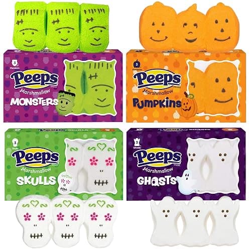 Halloween Peeps Marshmallows, Assorted Characters, 12 Count (Pack of 4) | Monster, Pumpkin, Sugar Skulls, and Ghost Shapes, Classic Peeps Taste, Seasonal Candy, 12 Total Pieces thumbnail 6