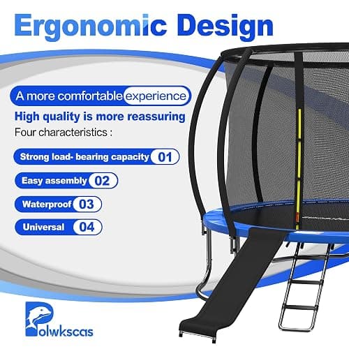 Polwkscas Universal Trampoline Ladder Slide kit, Trampoline Ladder with Slide for Children Kids 3 Step Wide Trampoline Safety Ladder Stairs and Strong Tear Resistant with Cushioned Sections Slide thumbnail 6