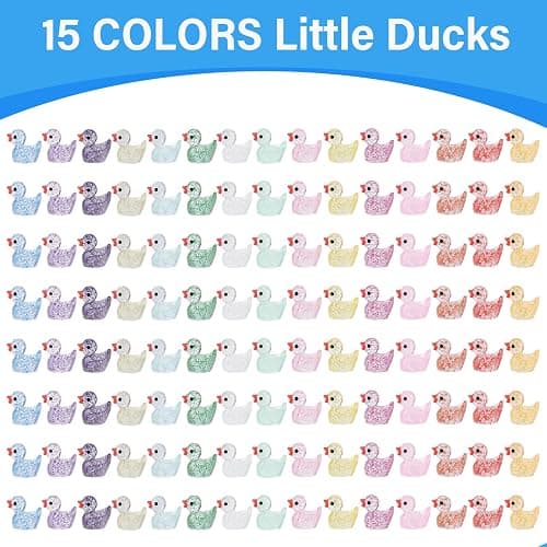 Rclxl 120pcs Mini Glitter Ducks - Colorful Tiny Small Little Resin Ducks for Dollhouse, Fairy Garden, Landscape, Aquarium Decorations thumbnail 5