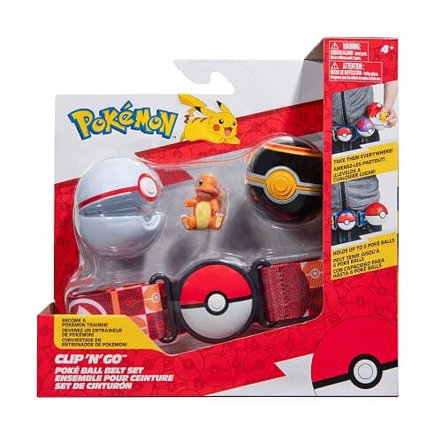 Pokémon Clip ‘N’ Go Belt Set - 2-Inch Charmander Battle Figure with Clip ‘N’ Go Belt Plus Luxury Ball and Pokéball Accessories - Image 1
