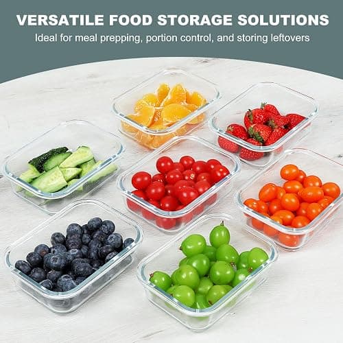 KOMUEE 10 Packs 22 oz Glass Meal Prep Containers, Glass Food Storage Containers with Lids, Airtight Lunch Boxes BPA Free, Microwave and Freezer Safe thumbnail 6