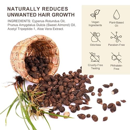 Cyperus Rotundus Oil, Cyprus Oil for Hair Removal, Natural Soothing and Gentle, Reducing Body Hair Growth, Smooth Skin & Hair Removal, 2.02 Fl Oz thumbnail 8