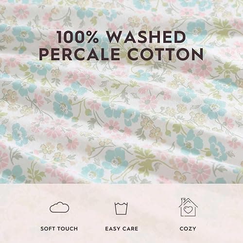 Laura Ashley - Sheet Set, Super Soft Bedding Set with Deep Pocket, Includes Matching Bonus Pillowcases, Coquette Room Decor (Jaynie Pink, Queen) thumbnail 6