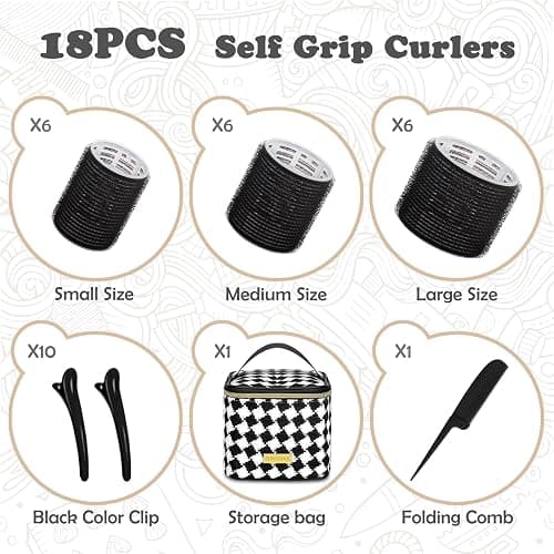 Hair Roller Set 18 pcs,Hair rollers with hair clips and comb,Salon hairdressing curlers,DIY Hair Styles, Sungenol 3 Sizes Hair Rollers in 1 set thumbnail 4