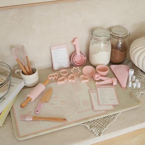 Wooden Baking Set for Kids - A Complete Set of Real Kitchen Utensils Gives Toddlers a Fun Cooking Experience - Durable Safe to Use Tools are Perfect for Gifting to Create Lasting Family Memories thumbnail 7
