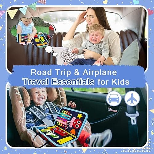 Gojmzo Busy Board Montessori Toys for Toddler Boys & Girls Gifts, Sensory Toys for Toddlers, Educational Travel Preschool Activities Learning Alphabet Count Fine Motor Skills thumbnail 4