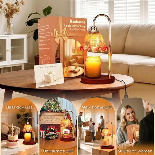 Banbanda Candle Warmer Lamp with Timer Dimmable: Birthday Gifts for Women & Christmas Decorations for Home– Candle Lamp Gifts for Mom - White Elephant Gifts Useful thumbnail 3